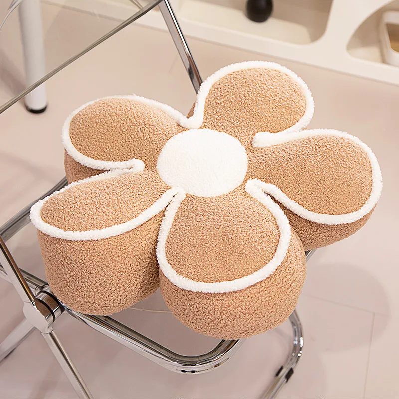 Almohada de felpa de planta de flor de 5 pétalos de 50x50cm, cojín de asiento relleno de cuatro colores para suelo interior, silla, sofá, decoración de habitación, regalo
