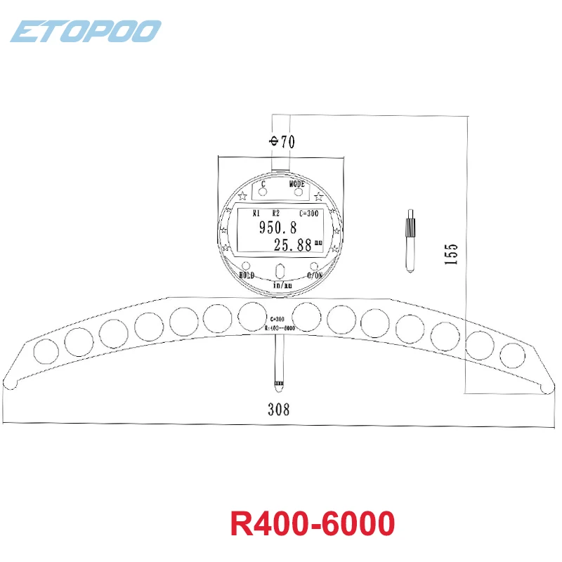 ชุดเกจวัดระยะทางแบบดิจิตอล แสดงผลบนหน้าจอ LCD ระยะวัด 70-6000 มม. รูปทรงตัว R ความแม่นยำสูง คุณภาพเยี่ยม