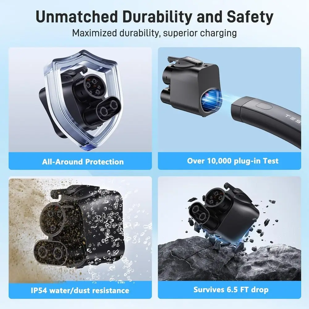 تم ترقيتها 2025 لشاحن Tesla Supercharger إلى محول الشحن CCS1، بحد أقصى 500 أمبير 1000 فولت - محول شحن سريع NACS إلى CCS، متوافق