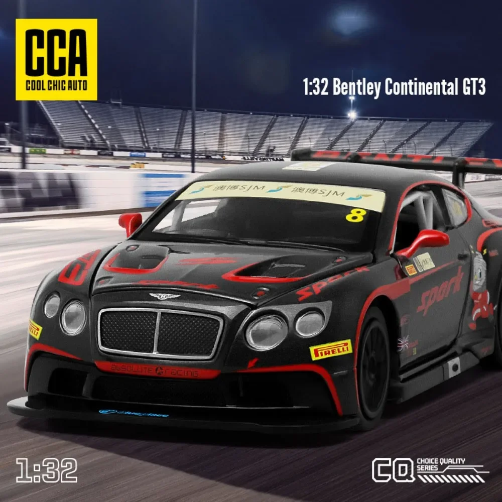 

1:32 Bentley Continental GT3, игрушки из сплава, автомобиль, литая под давлением металлическая модель дверей, открытый звук, свет, откат, детская игрушка, подарки на день рождения