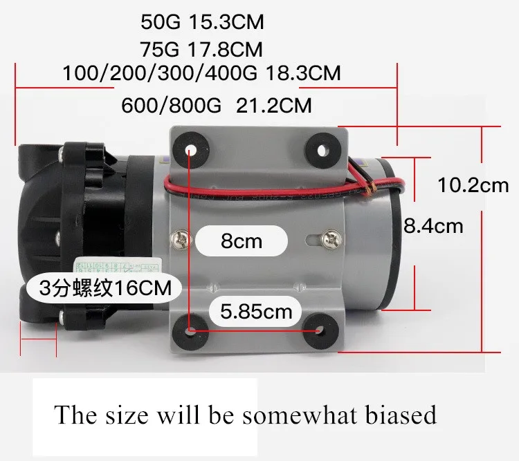 75-400 gpd 24v Water Booster Diaphragm pump Natural pressure vacuum water filter parts for residential reverse osmosis system