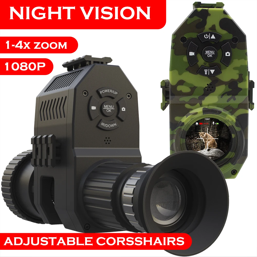 Megaorei 4B NK007 Plus 1080P HD Monocular Attachment Night Vision Scope Hunting Camera with 850nm IR Flashlight & OLED Screen