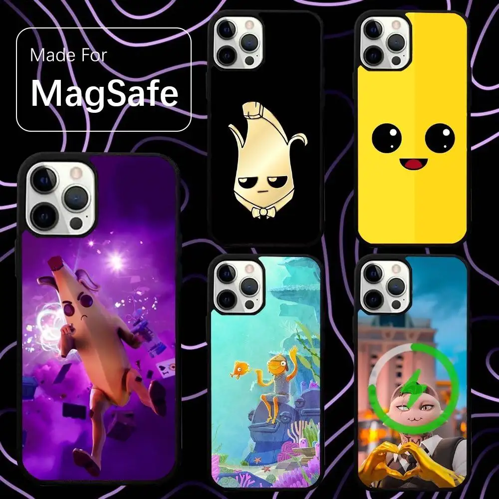 

F-ForTnites Banana Game Phone Case For iPhone 16,15,14,13,12,11,Pro,Max,Plus,Mini,SE New Magsafe Magnetic Wireless Charging