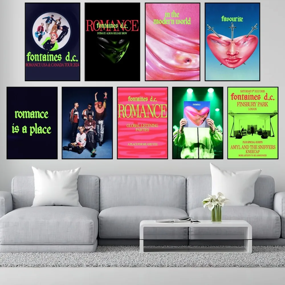 Band F-Fontaines D C Romance P Poster Home Living Room Bar Decorate Stickers Wall Office Study Fashion