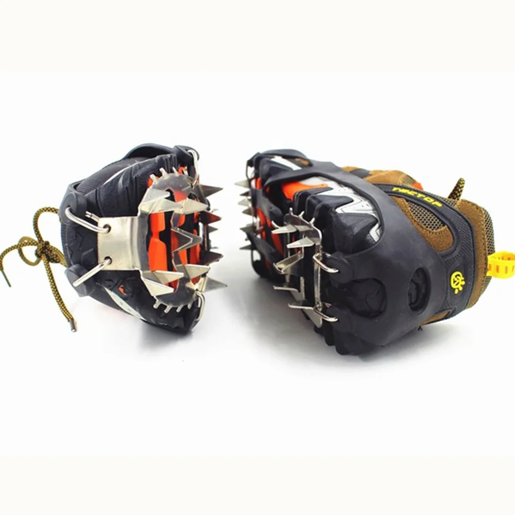

1Pair Ice Cleats Spikes 18 Teeth Stainless Steel Winter Shoe Covers Anti-Slip Traction for Snow Outdoor Walking