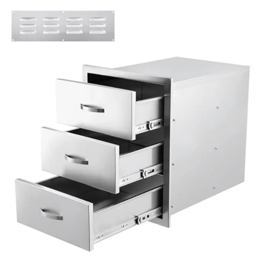 

GAOMON Outdoor Kitchen Drawers SinleSteel Triple cess, BBQ Storage Cabinet wi Per Towel Holder, Weaerof 304 F Mount for Grill S