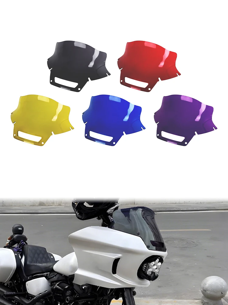 Motorfiets 8 ''Voorruit Zwart/Rood/Geel/Paars/Blauw Kuip Voorruit Voor Harley Softail Low Rider ST 2022-25 Winddeflector - afbeelding 2