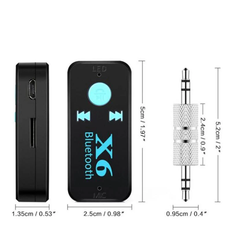 X6 Bluetooth Receiver 3.5mm Aux Jack USB Wireless Audio Adapter Handsfree Support TF Card MIC Call Mp3 Player Bluetooth For Car