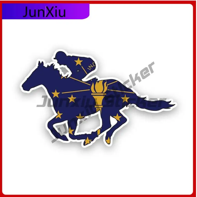 

Indiana In Horse Racing State Flag Sticker Uv Protected Decalsjockey Jockeys Equestrian Race Horses Car Sticker Vinyl Decal