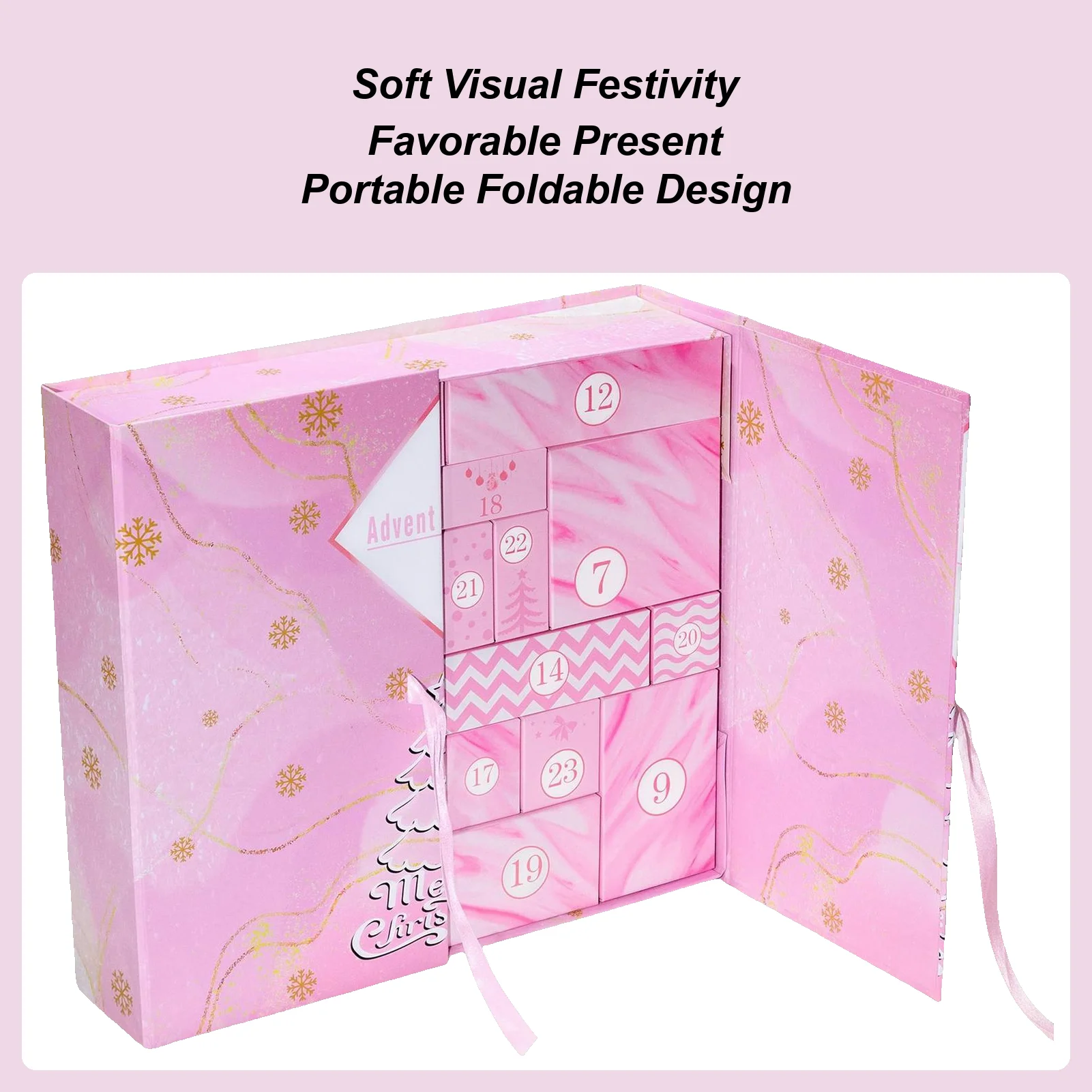 24 شبكة عيد الميلاد العد التنازلي تقويم القدوم طوي إعادة الملء صندوق فارغ 24 يومًا مفاجأة هدية صندوق التقويم للأطفال في سن المراهقة