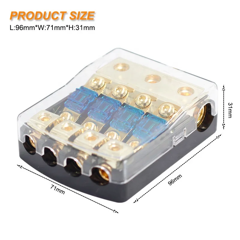 32V 60A ANL Car Audio Power Distribution Terminal Block Fuse Box 1 in 2 Out Automotive Use for Autos