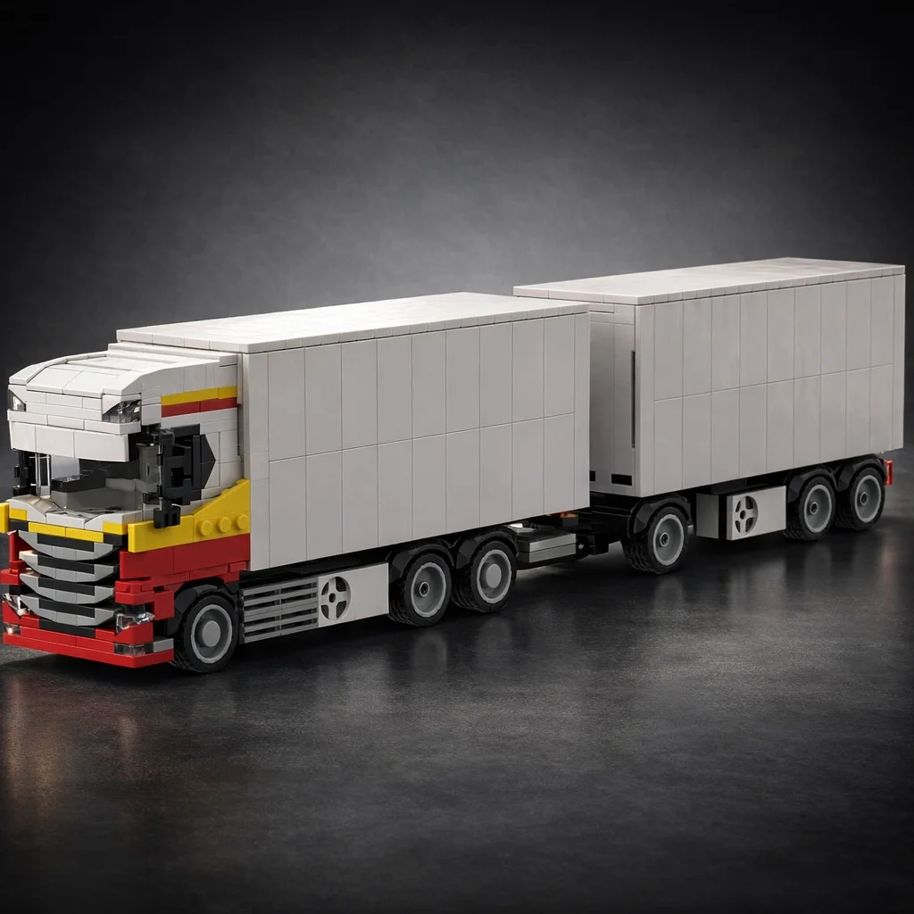 

MOC S520 V8 Heavy Duty Container Truck Building Blocks European Lorry Trailer Bricks Model DIY Adult Collection Gift