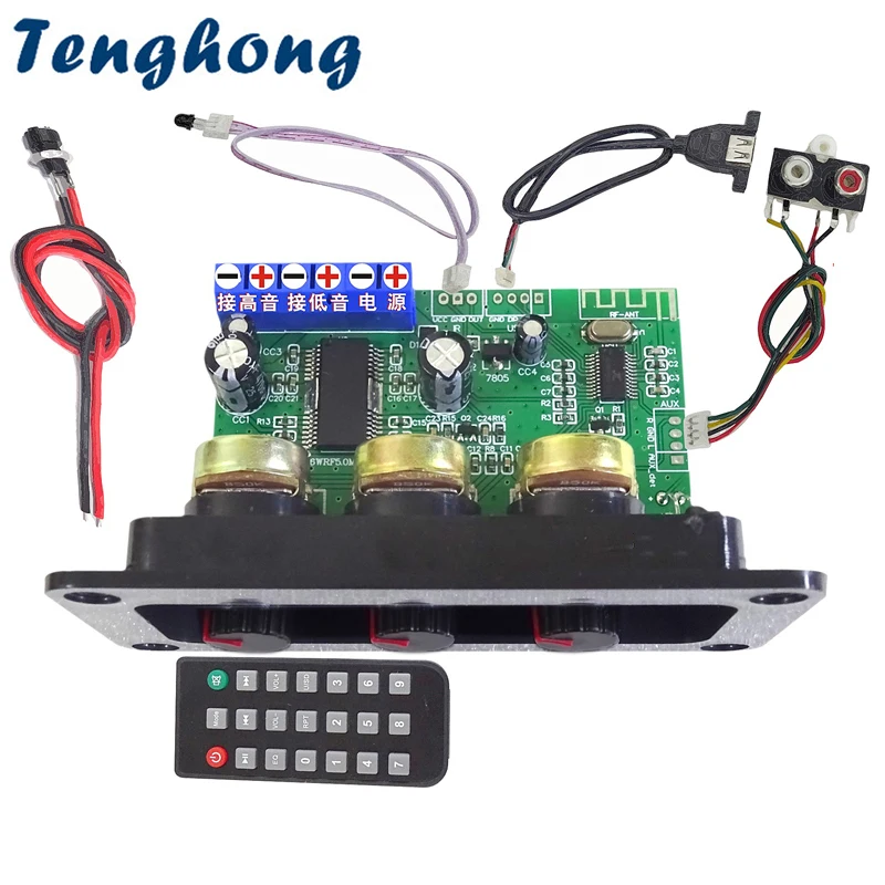 

Усилитель звука Tenghong Bluetooth 5.0 Mono 30W 8 Ом для сабвуфера, домашней аудиосистемы, AUX, USB, плата усилителя мощности