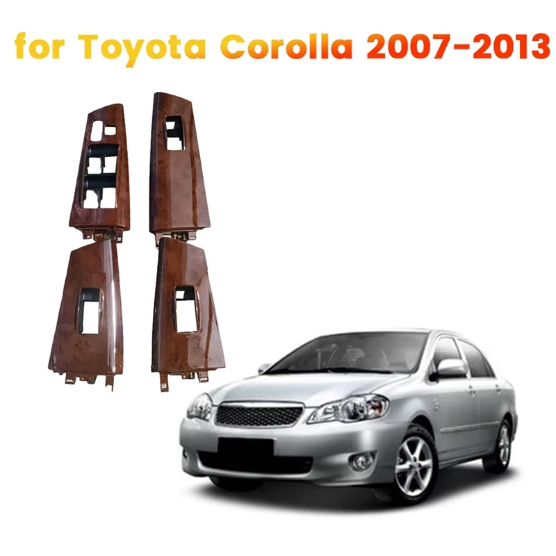 Car Window Lock Glass Lift Switch Panel Cover 74232-02E60-B0 74231-02E00 For Toyota Corolla 2007-2013 Wood Grain LHD