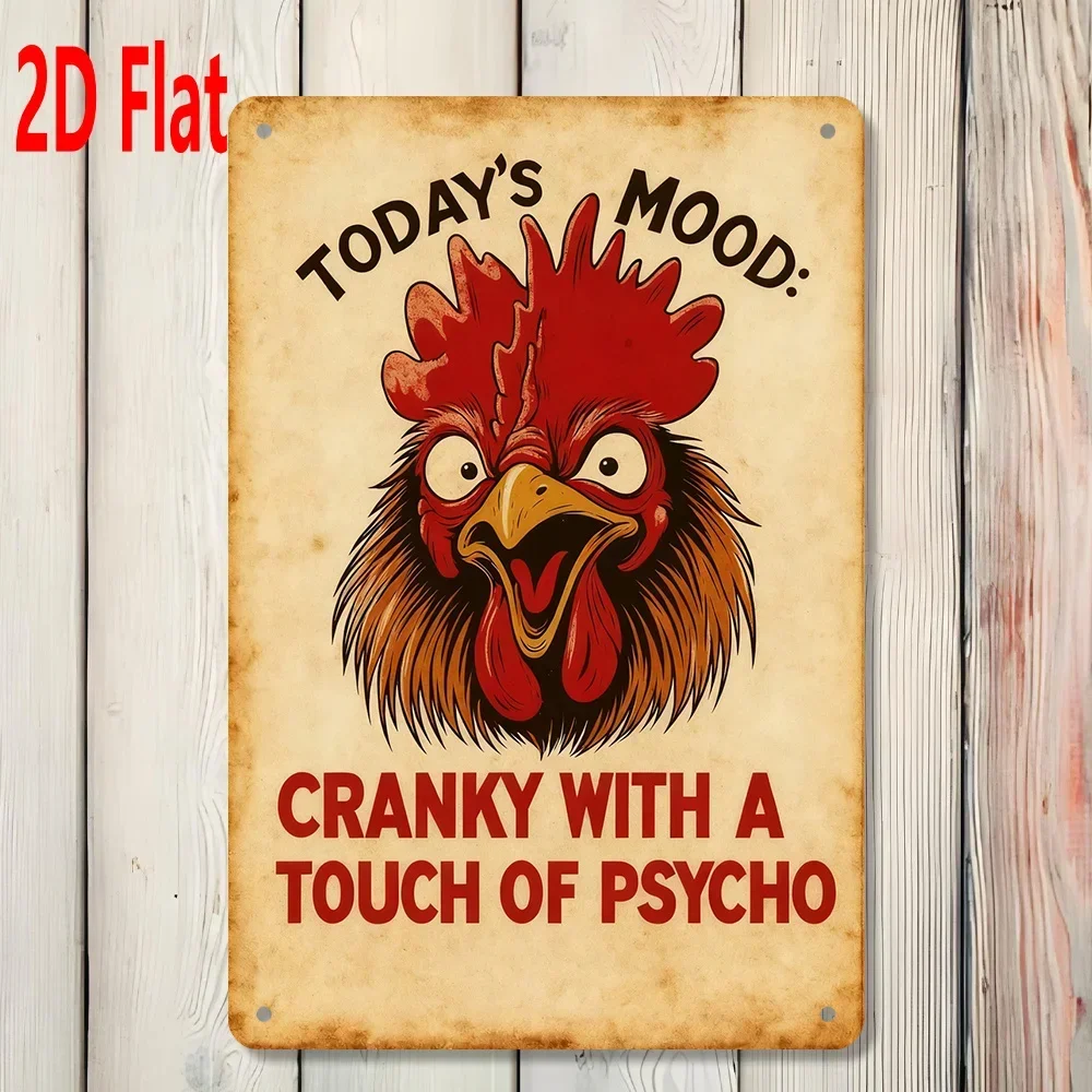 2D/Flat, 1pc, Featuring a Rooster Design with The Text 