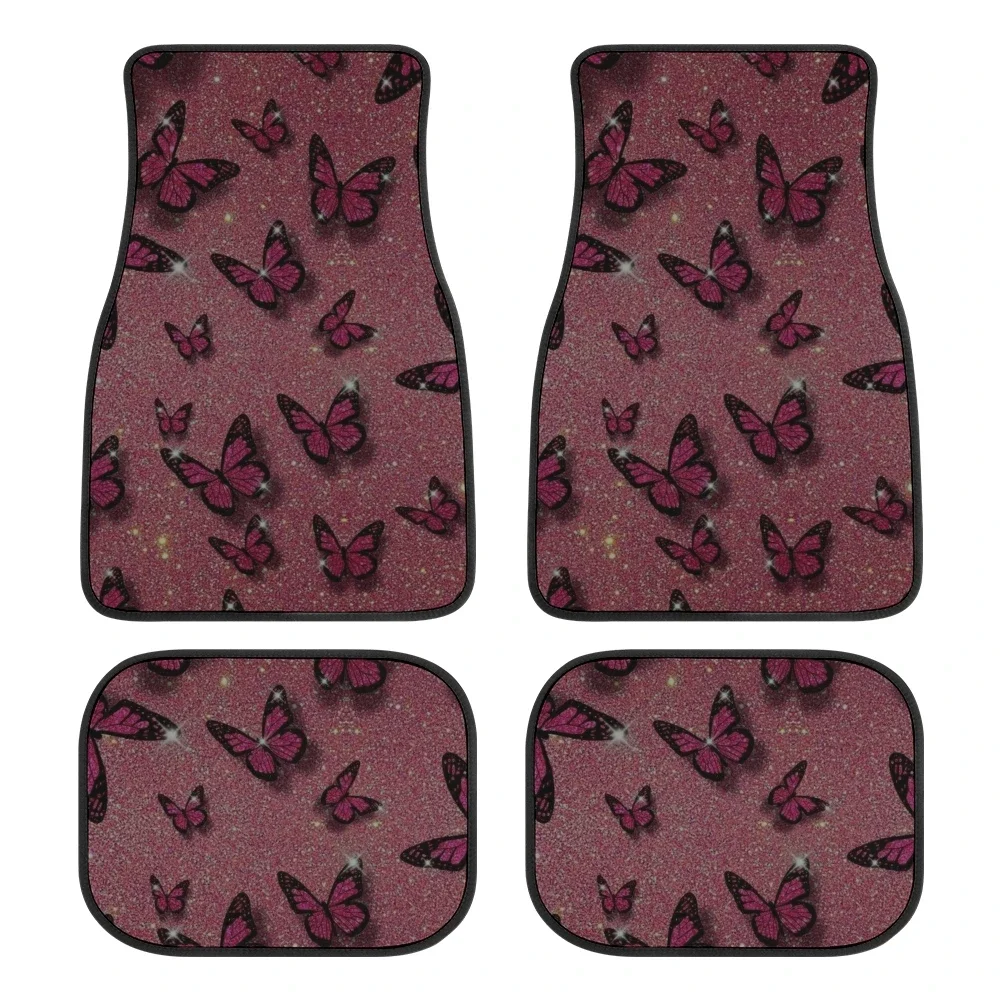 Butterfly Bling Car Floor Mats Fit Most Car Rubber Floor Mats Custom Printed Pattern Floor Mats 4pcs