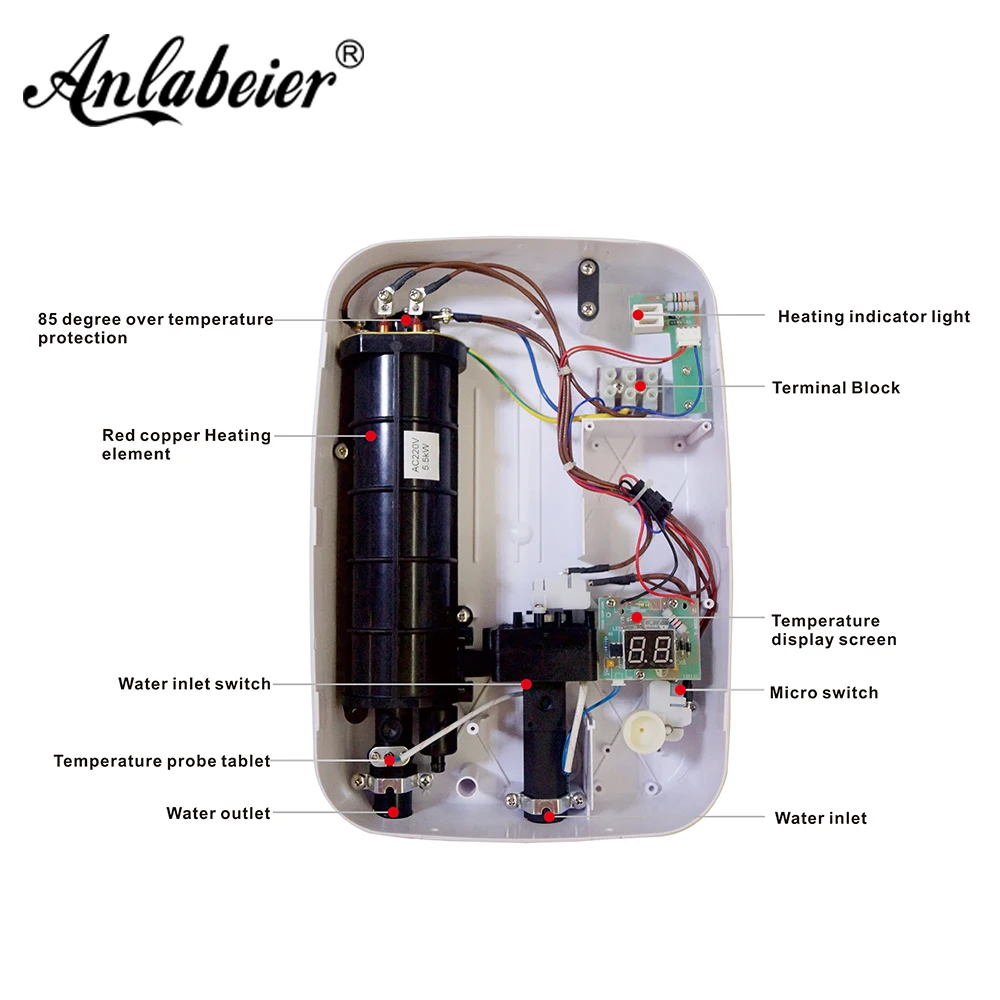 220V 3000W 안라비어 순간 온수기, 휴대용 무탱크 전기 온수기 (샤워용)
