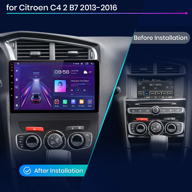 Junsun V1 Plus Car Radio For Citroen C4 2 B7 2013 - 2016 wireless CarPlay Android Auto car intelligent systems No 2 din 2din DVD