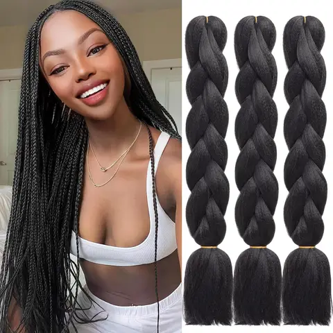 Synthetic 1Pcs 24inch 100g Braiding Hair Box Braids Colorful Twist Braiding Hair Extensions Synthetic Crochet Braiding