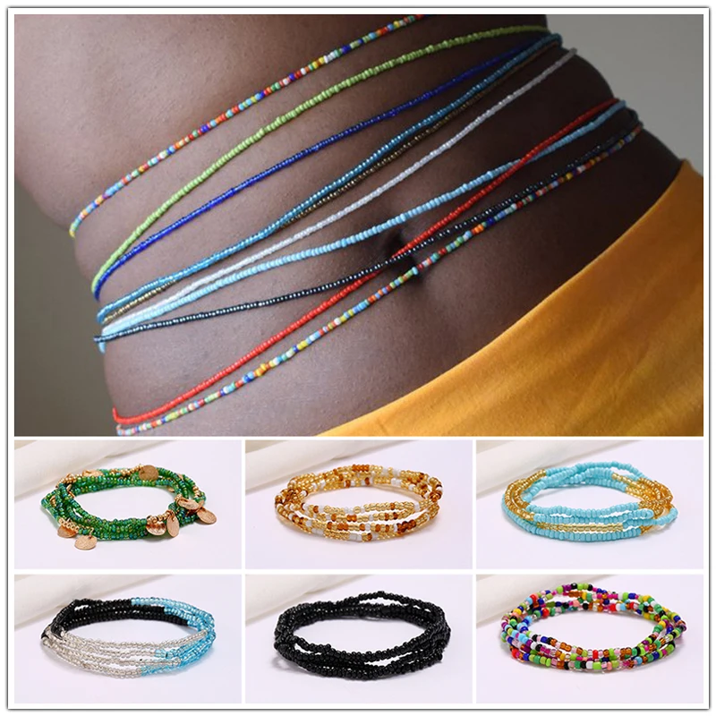 Bohemia Colorful Bead Waist Chains Body Jewelry Summer Sexy Bikini Beach Belly Chain For Women Girls Accessories Waistband