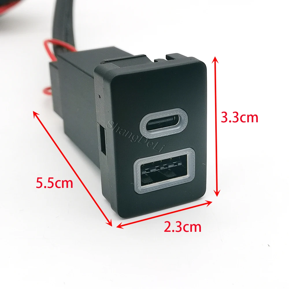 White LED Light Car Fuse Box Type-C PD QC3.0 Dual USB Charging Adapter with Dual Phone Charger Socket for Toyota LC120 Prado view 2