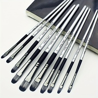 10pcs Professional Filbert Paint Brush Set with Wooden Handles - Durable Nylon Bristles for Acrylic, Watercolor Gouache Painting