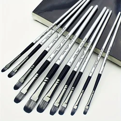 Juego de pinceles de pintura profesional Filbert con mangos de madera, cerdas de nailon duraderas para pintura acrílica, acuarela Gouache, 10 Uds.