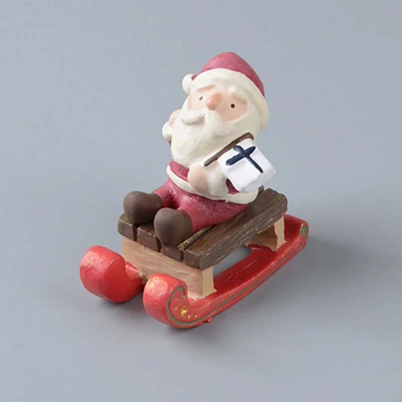 شجرة عيد الميلاد سانتا كلوز مقطورة زلاجة الأيائل ثلج شخصيات صغيرة لتقوم بها بنفسك سطح المكتب المنزل المشهد الديكور نموذج لعب لعيد الميلاد