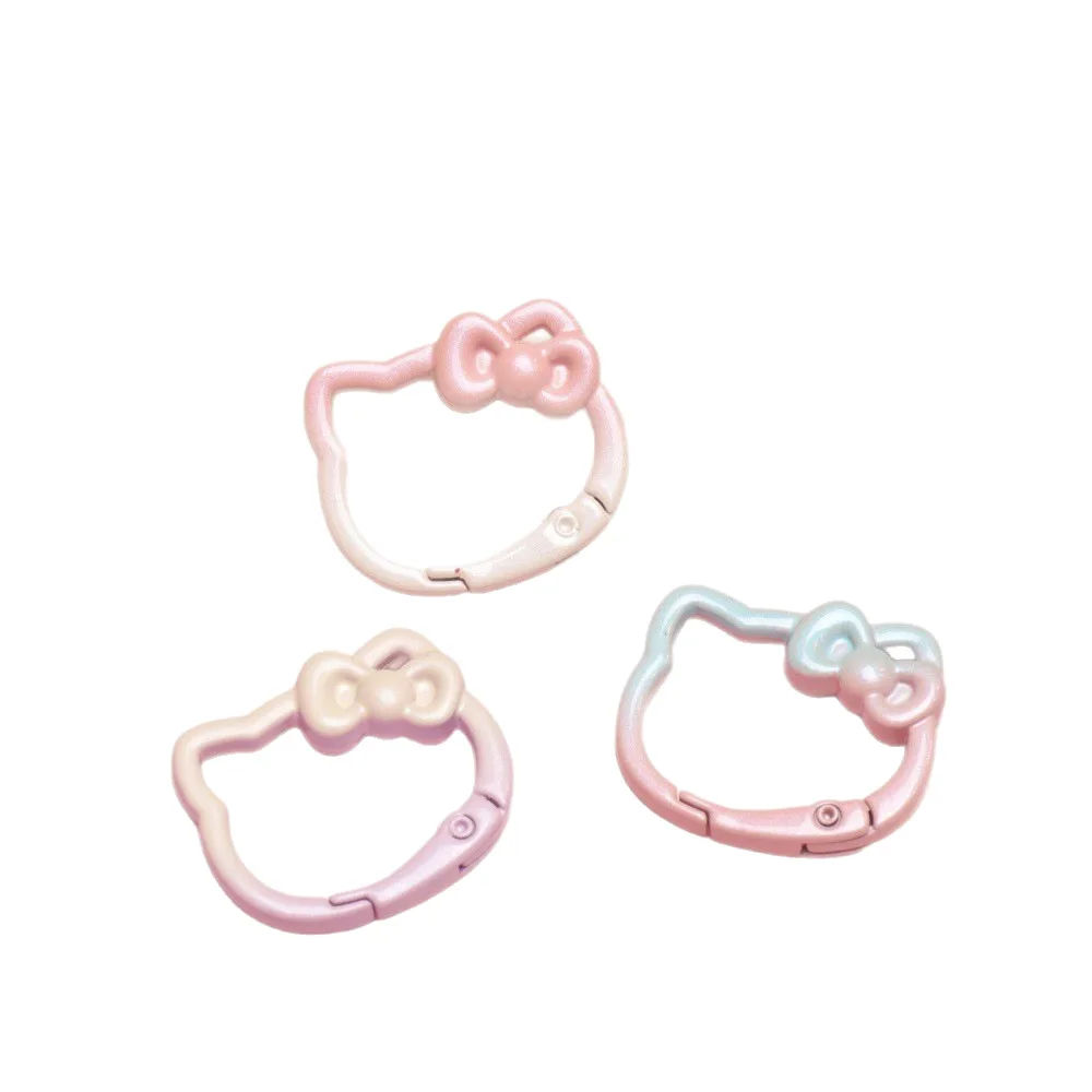 

7pcs Anime Hello Kitty Kuromi Melody Toy Buckle Split Ring Kt Cat Spring Ring Keychain DIY Accessories Alloy Gifts Wholesale