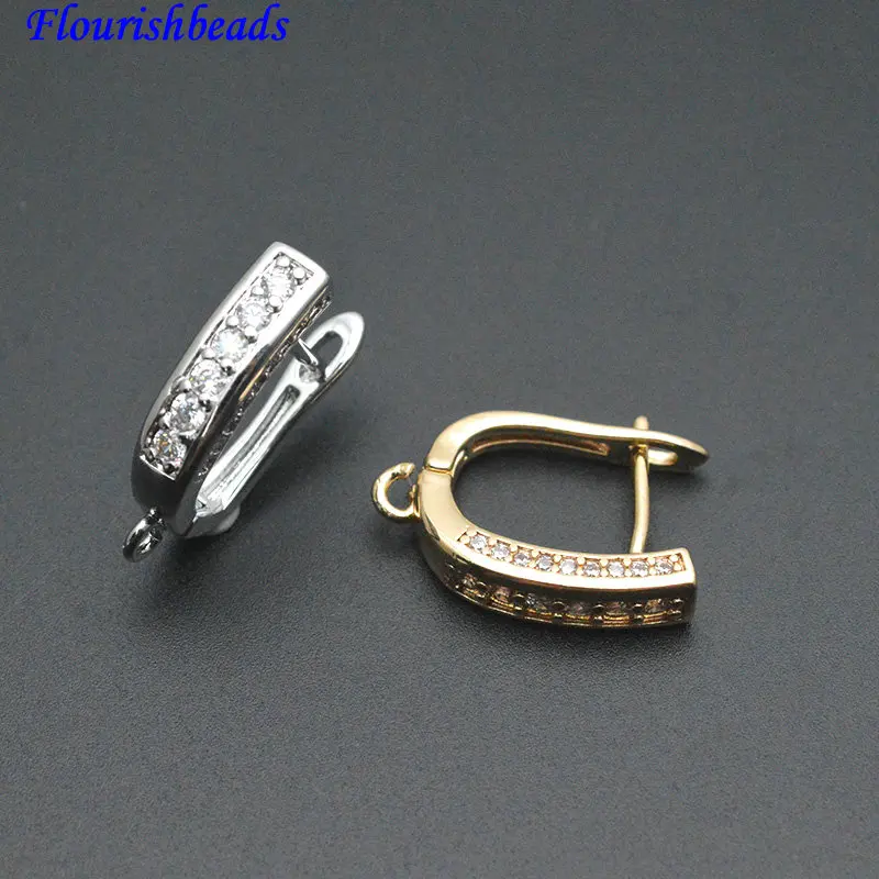 30pc High Quality CZ Paved on Side Square Shape Leverback Earring Hook Clasps Jewelry Findings