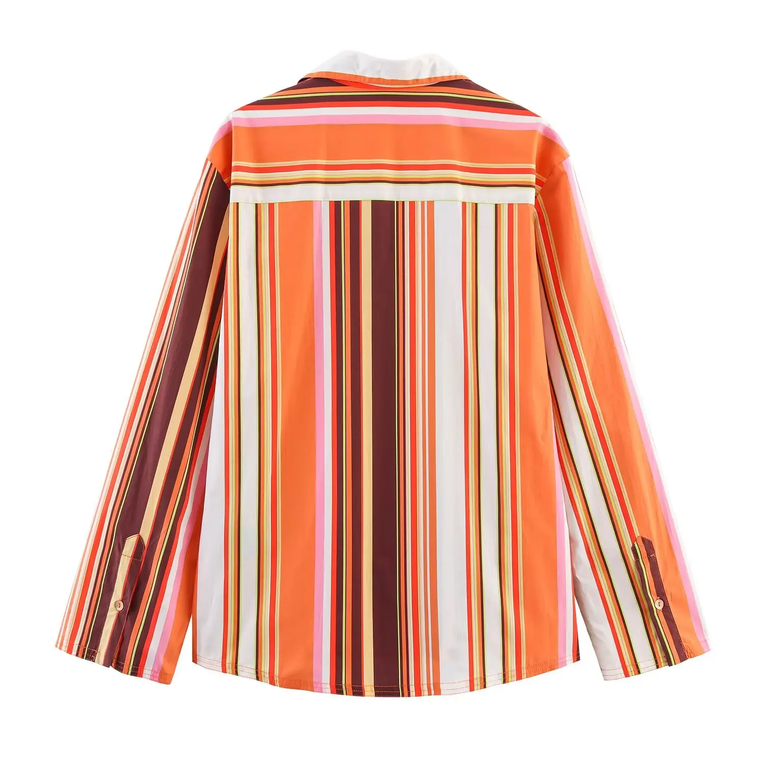 BSK&TRAF2025 женская осенняя новая стильная пижама с лацканами и длинными рукавами, свободная полосатая рубашка, топ + повседневные расклешенные брюки в полоску