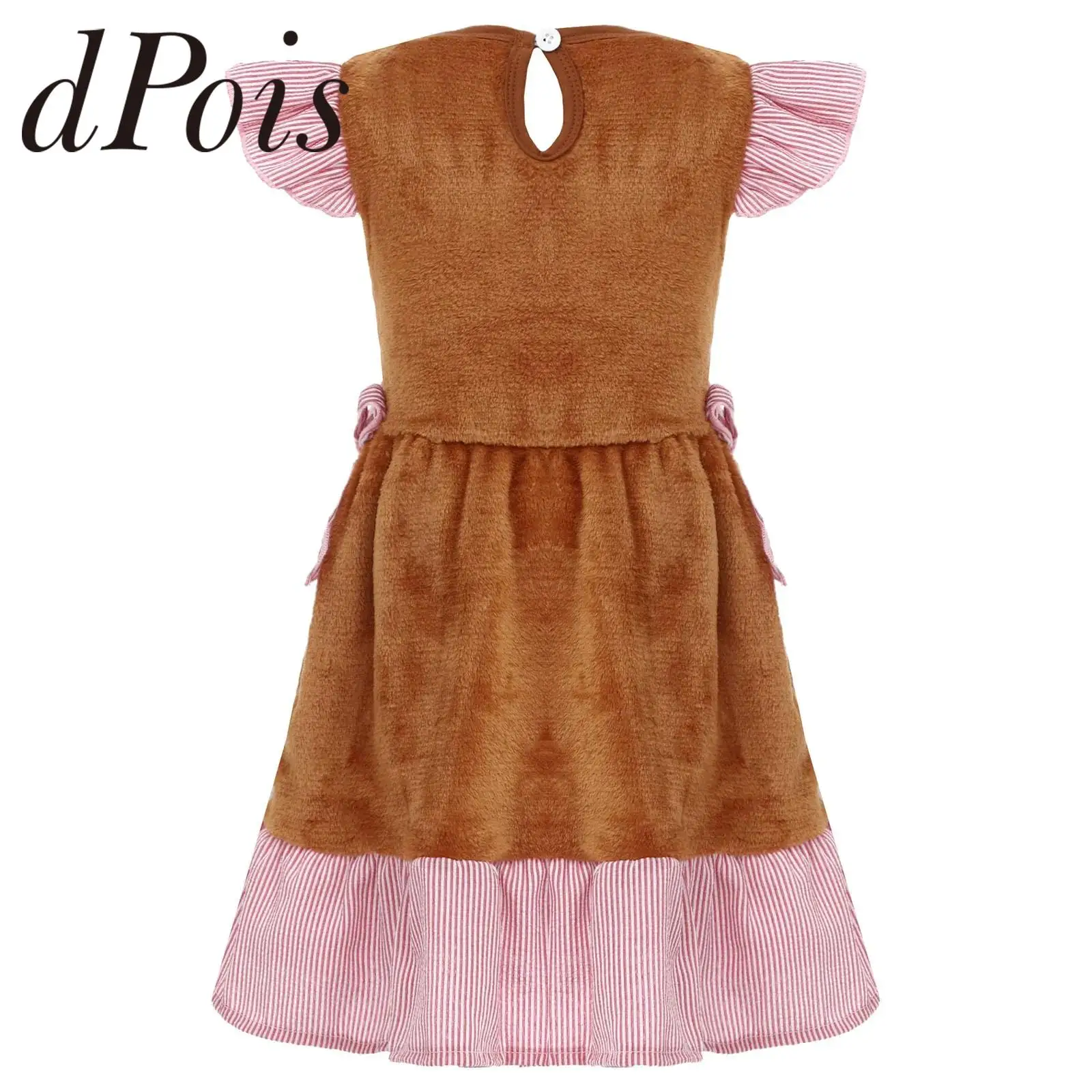 

Girls Party Dress Gingerbread Man Christmas Carnival Costume Flying Sleeve Outfit Children Cosplay Dance Prom Xmas Dresses