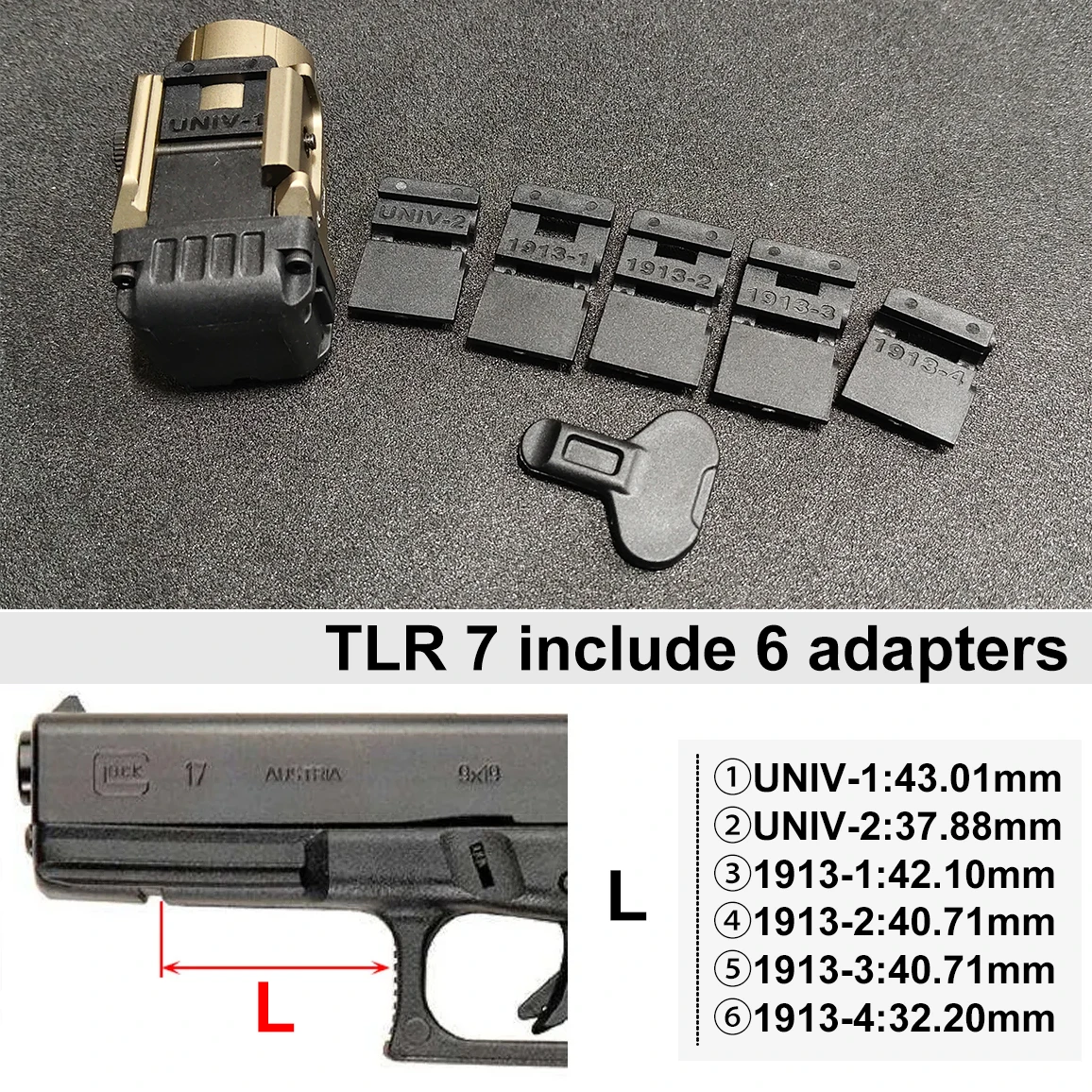 TLR 7 TLR 7X pistolet Scout lumière LED lampe de poche stroboscopique pour Airsoft G lock 17 Taurus Fit 20mm Rail 500 lumens batterie Rechargeable