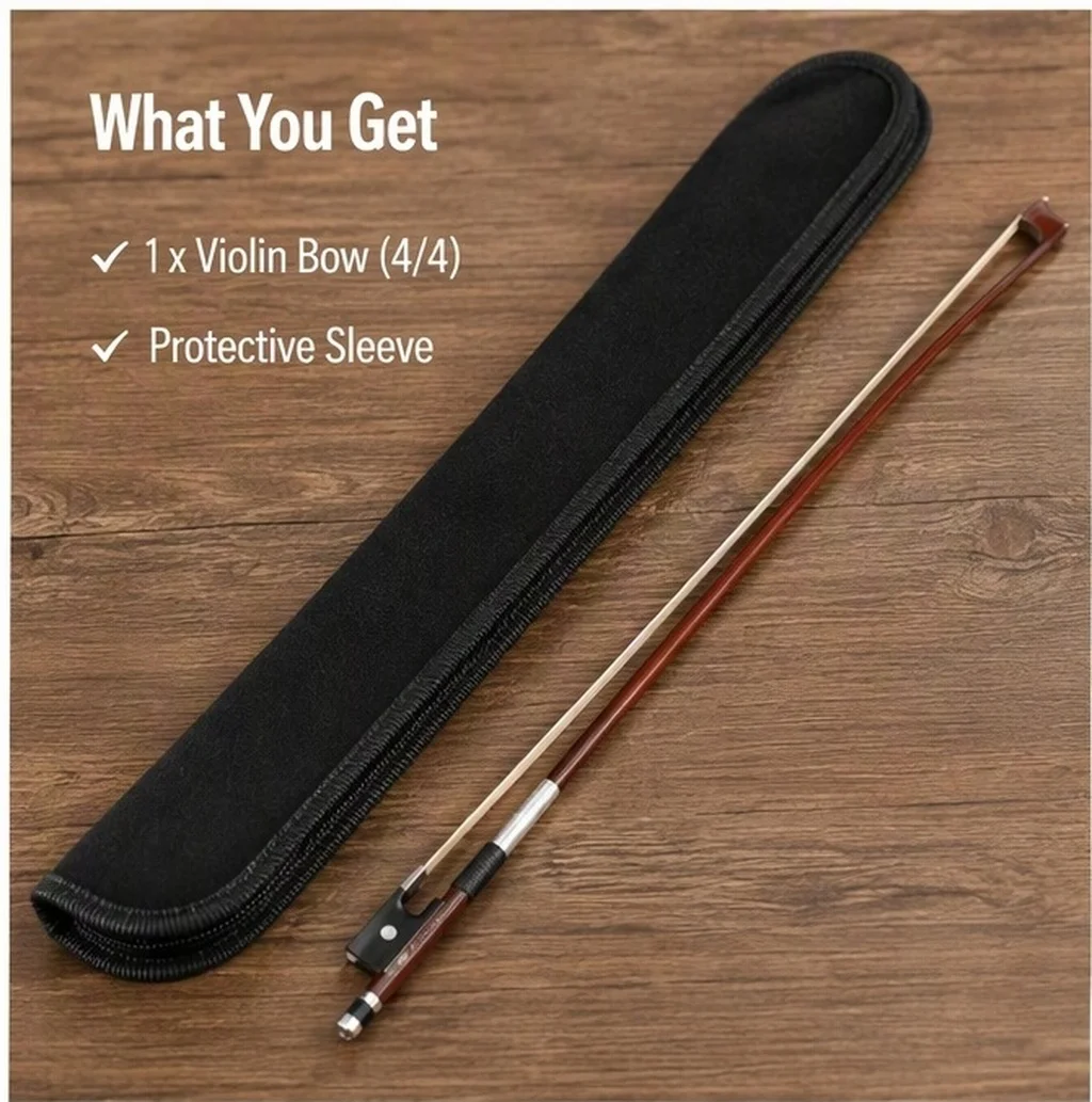 Professional Violin Bow Replacement Premium Wooden Well-Balanced Bow Natural Horsetail Hair Suitable for Students Violin Parts