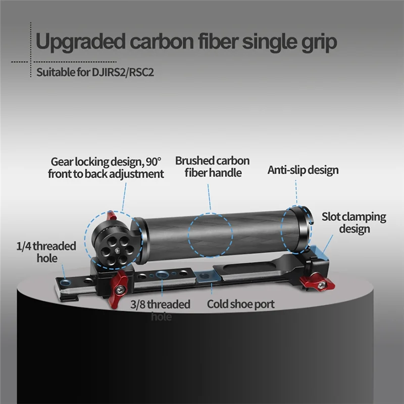 For DJI Ronin RS2/3 Stabilizer Lifting Pot Upgraded Carbon Fiber Adjustable Angle Folding One-Hand Chute Handle