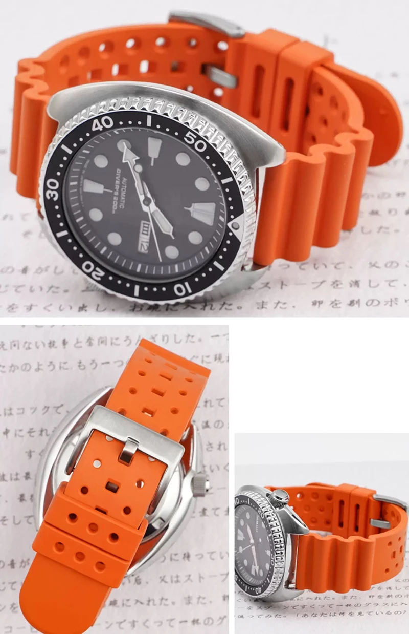Fluoro Rubber Strap 18/20/22/24mm Breathable Sport Waterproof Quick Release Men FKM Replace Watch Band for Seiko for Citizen