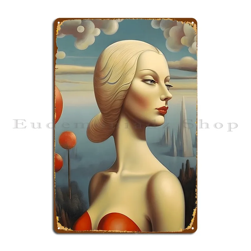 Abstract Blonde Woman With Red Lips Add A Touch Of Glam To Your Space Metal Plaque Poster Cinema Design Tin Sign Poster