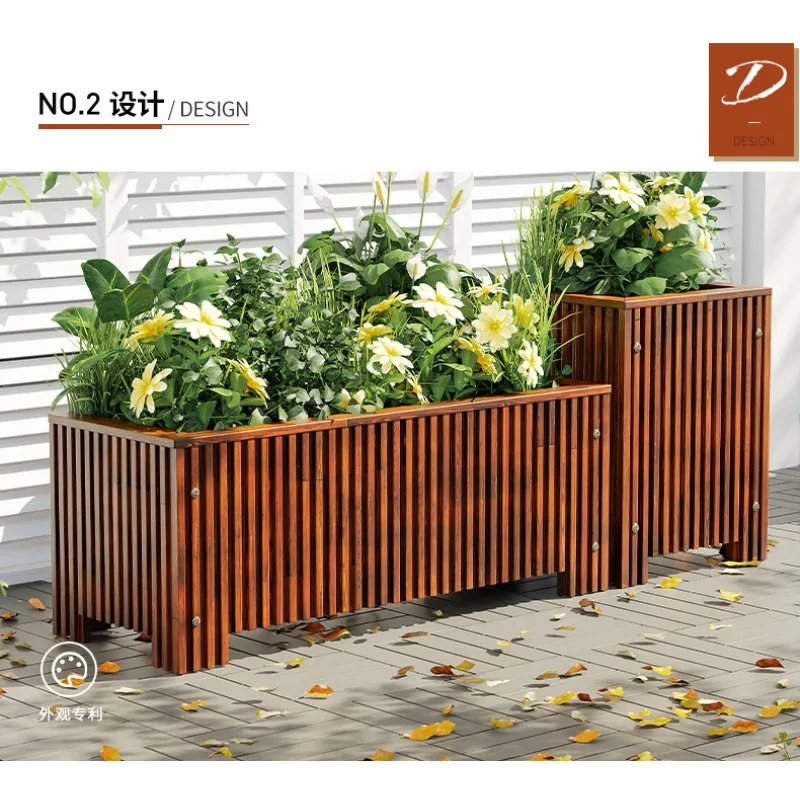 

Прямоугольный деревянный ящик для выращивания растений с защитой от коррозии, для сада, двора, балкона, для выращивания овощей