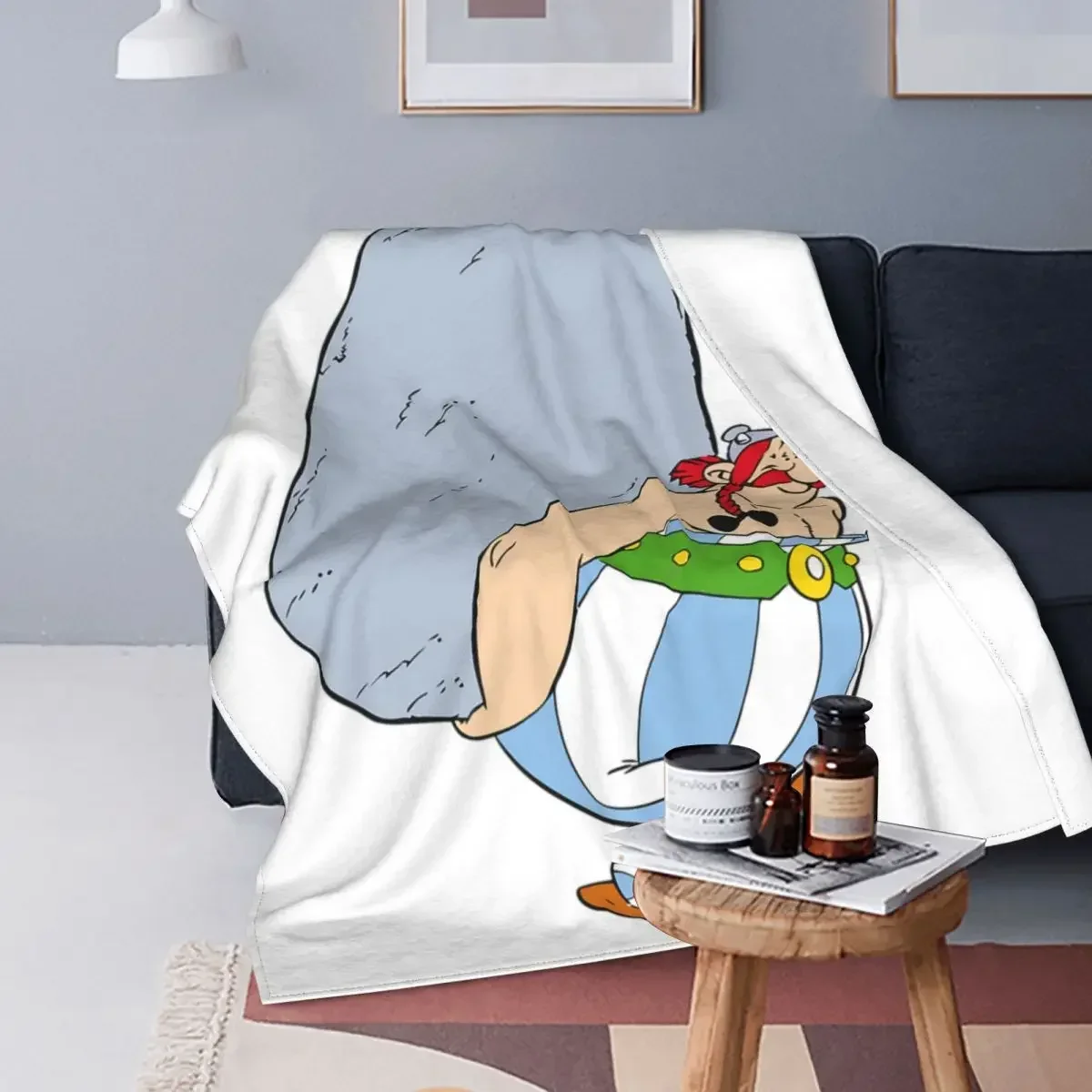 Obelix Asterix Fleece Throw Blanket Blankets for Sofa Bedroom Super Warm Bedroom Quilt