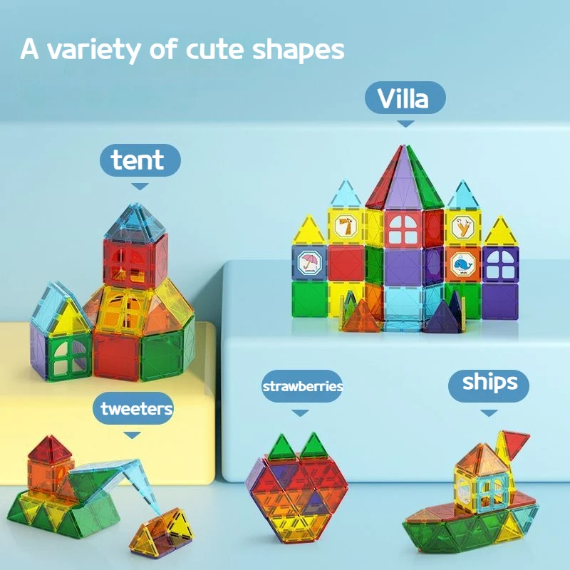 Płytki magnetyczne klocki zestaw konstrukcyjny klocki magnetyczne Montessori zabawki edukacyjne do układania magnesów dla chłopców prezenty dla dziewcząt