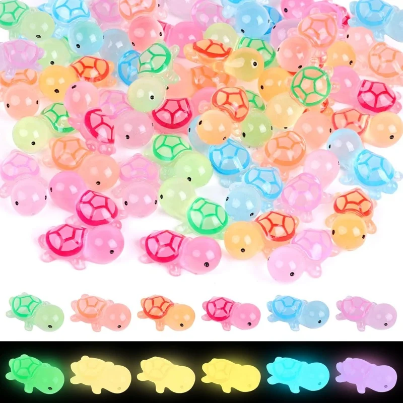 Leuchtende Mini-Schildkröten aus Kunstharz mit 6 Farben, leuchtet im Dunkeln, niedliche kleine Schildkröte für Dekoration, Garten, Mikrolandschaft, DIY, verstecktes Spiel