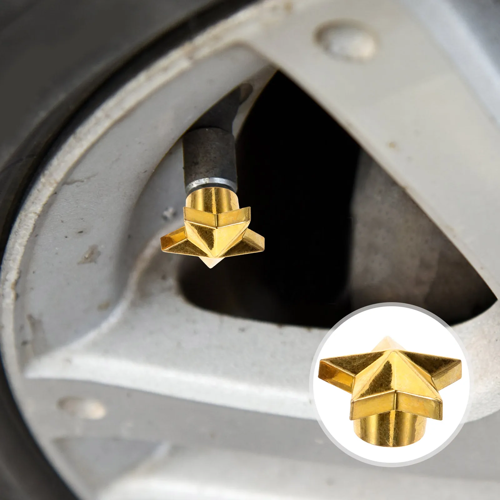 

8pcs Tire Valve Caps Star Shaped Silver Black Durable Stainless Steel Car Accessories Universal Stem Covers Valve Dust Caps