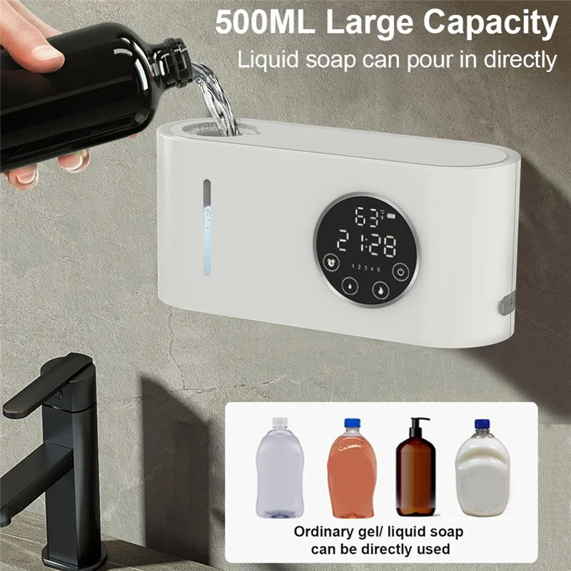 

WORTHOWN-автоматический дозатор мыла Настенный бесконтактный сенсорный дозатор мыла (с светодиодным экраном) Дозатор пенного мыла для мытья рук