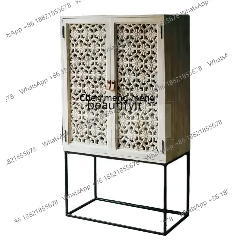 

Новое поступление, полый резной буфет в американском стиле ретро, винный шкаф для хранения в гостиной, шкаф для украшения стен