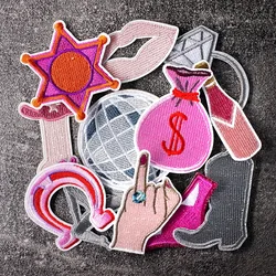 12Pcs/Lot Money Bag Boots Mouth Patches Embroidery Applique Ironing Clothing Sewing Supplies Decorative Badges Patch