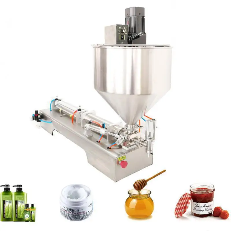 

Facial cream Mixing Hopper Filling Machine With Mixer Mixing Hopper Jar Honey Pulp Grease Peanut Butter Chocolate Granule Filler