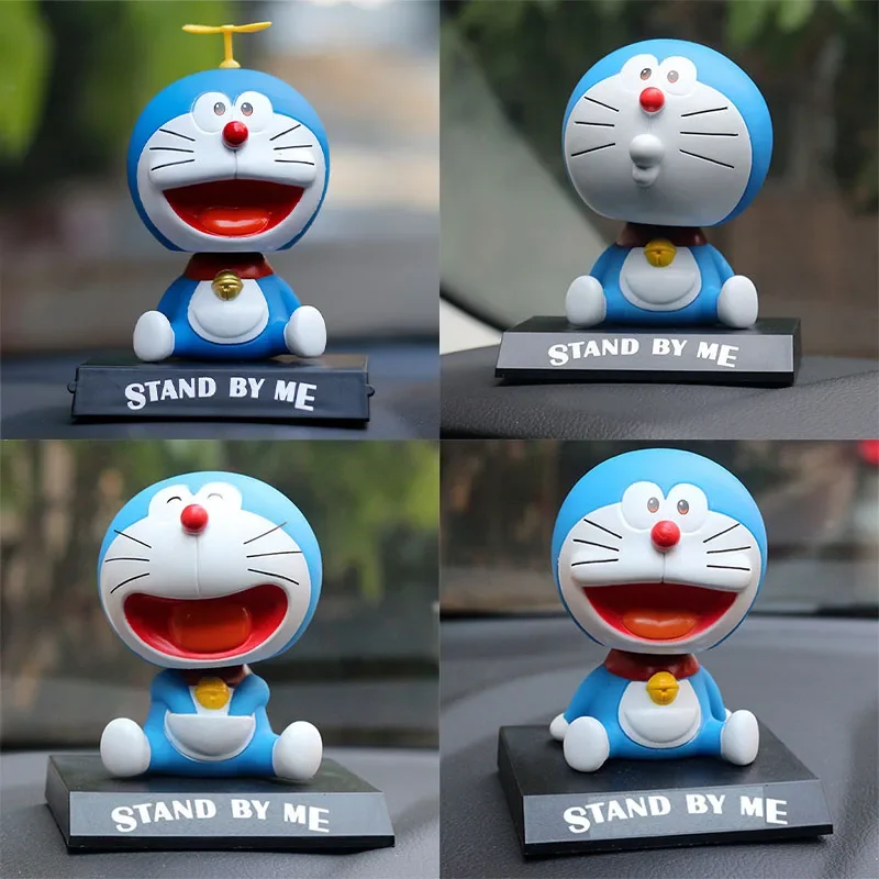 12cm Doraemon Anime Figure Nobita Nobi Kawaii Car Ornaments Shaking Head Model Doll Toys Cute Phone Holder Home Decor Kids Gift