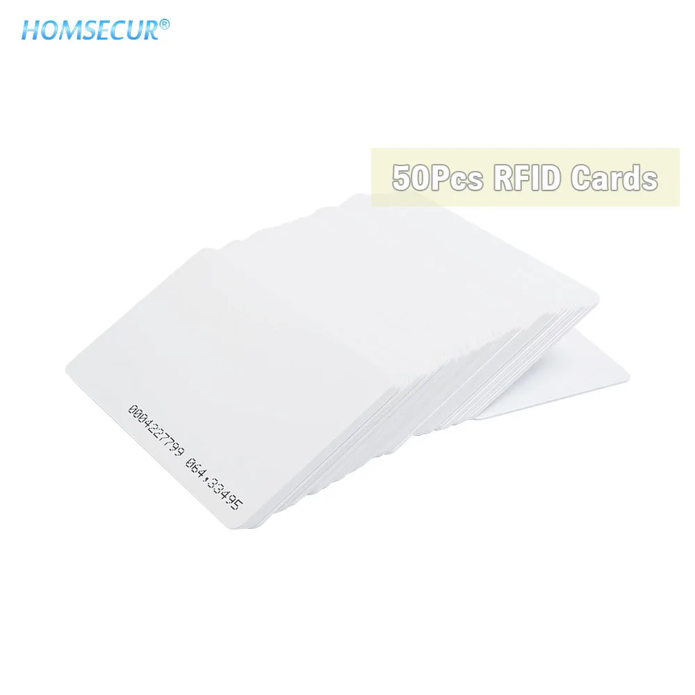 HOMSECUR 50pcs 125Khz ID RFID Proximity Cards 0.8mm Thickness for  Access Control And Time Clock Use