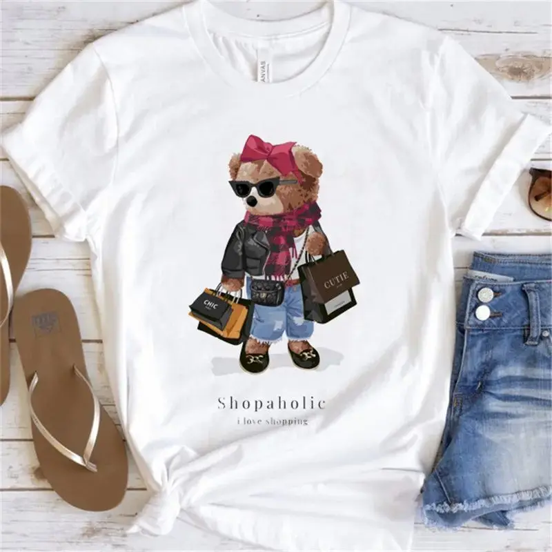 

Cute Bear ort-Sved T-irt Women's aphic Tees Casual Comfortable Faionable Ladies' Top Other Material 00%