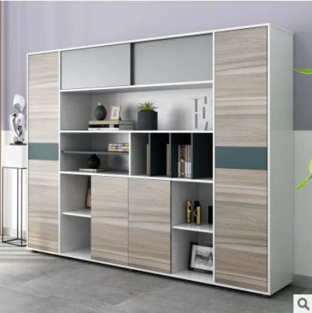 Modern simple file cabinet Wooden background bookcase Office  File cabinet